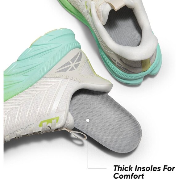 Women's Beige Green Walking Shoes Comfort Breathable Non-Slip Gym Sneaker - Picture 6 of 8